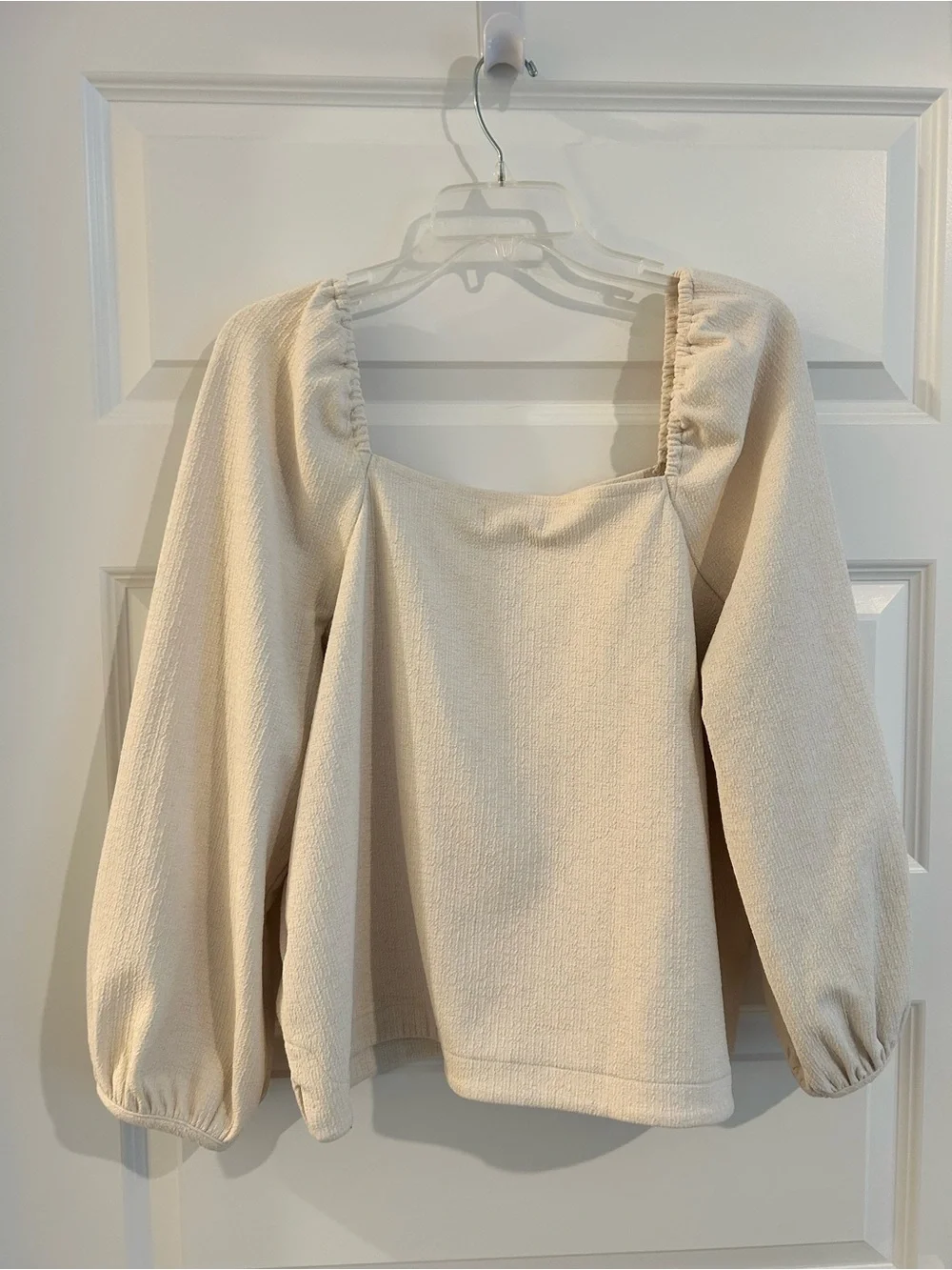 Madewell Square Neck Puff Sleeve Top Cream Size XL